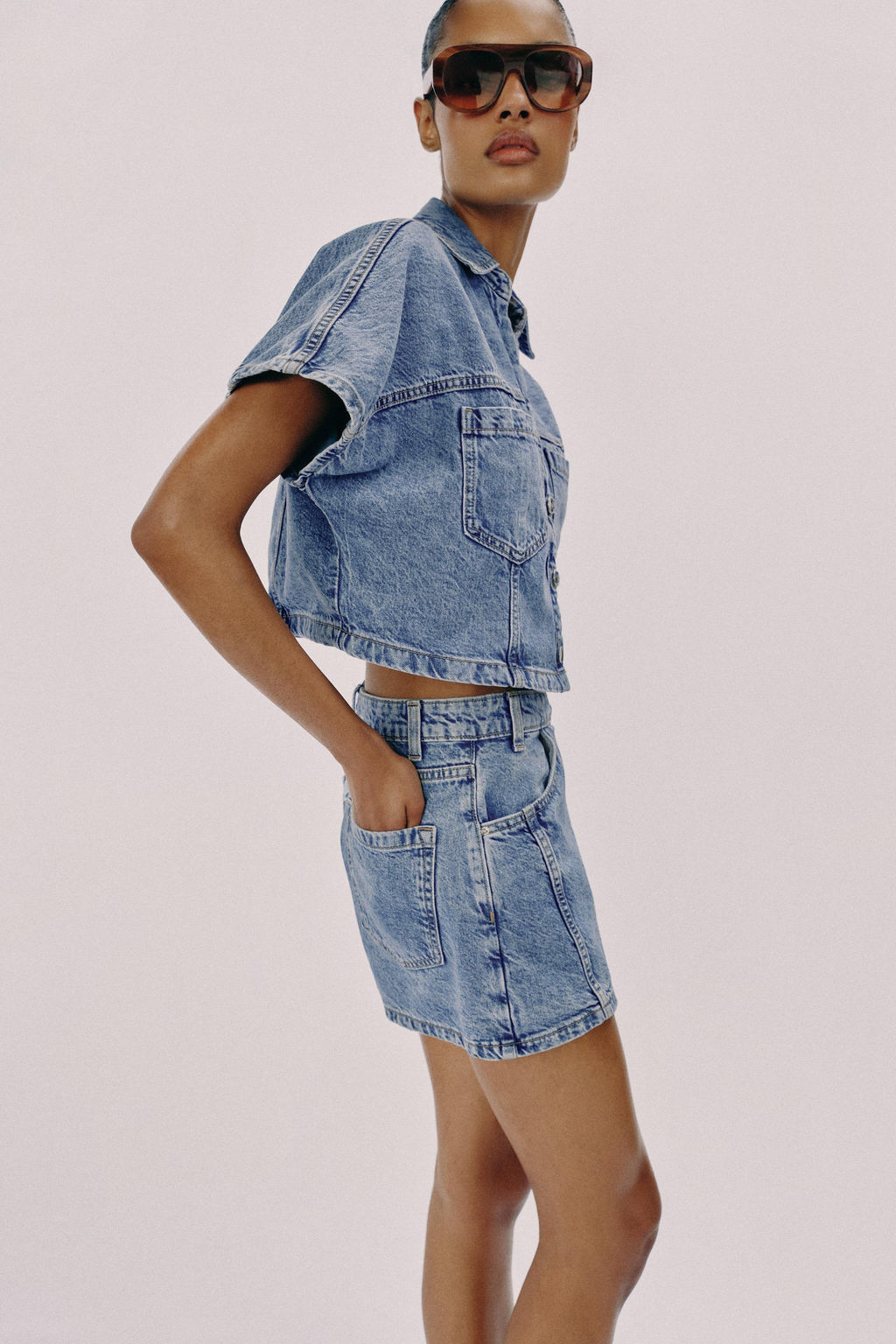 CAMISA Z1975 CORTA DENIM / Azul medio - Zara фото 4