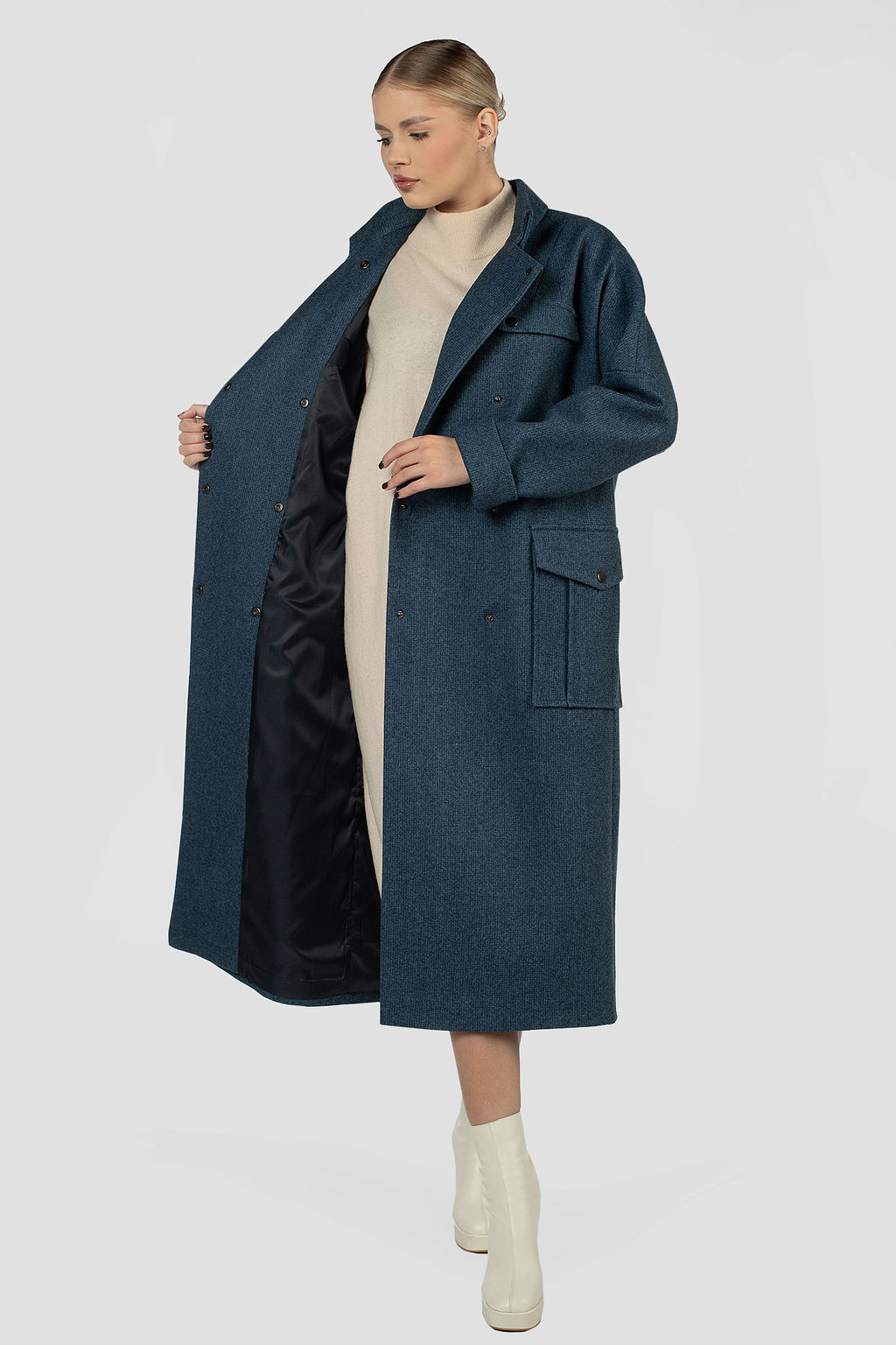 01-12128 Пальто женское демисезонное (пояс) - El podio фото 2