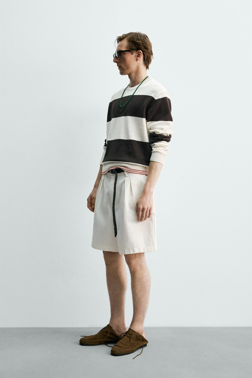 JERSEY JACQUARD RAYAS AARON LEVINE X ZARA / Marr?n / Crudo  фото 4