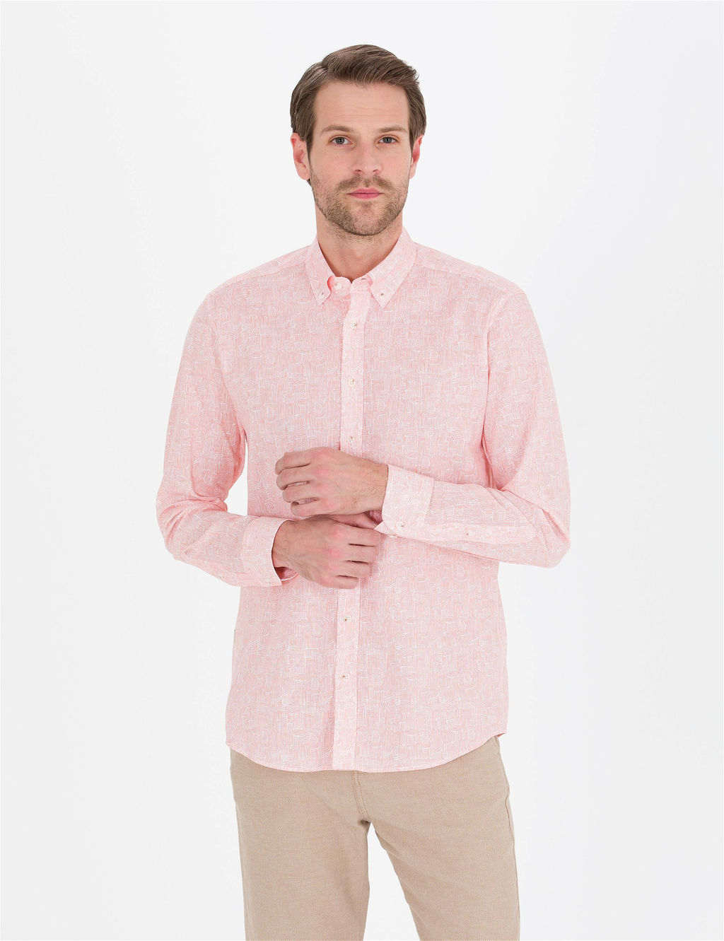 Pembe Regular Fit Uzun Kollu G_mlek - Pierre cardin фото 3
