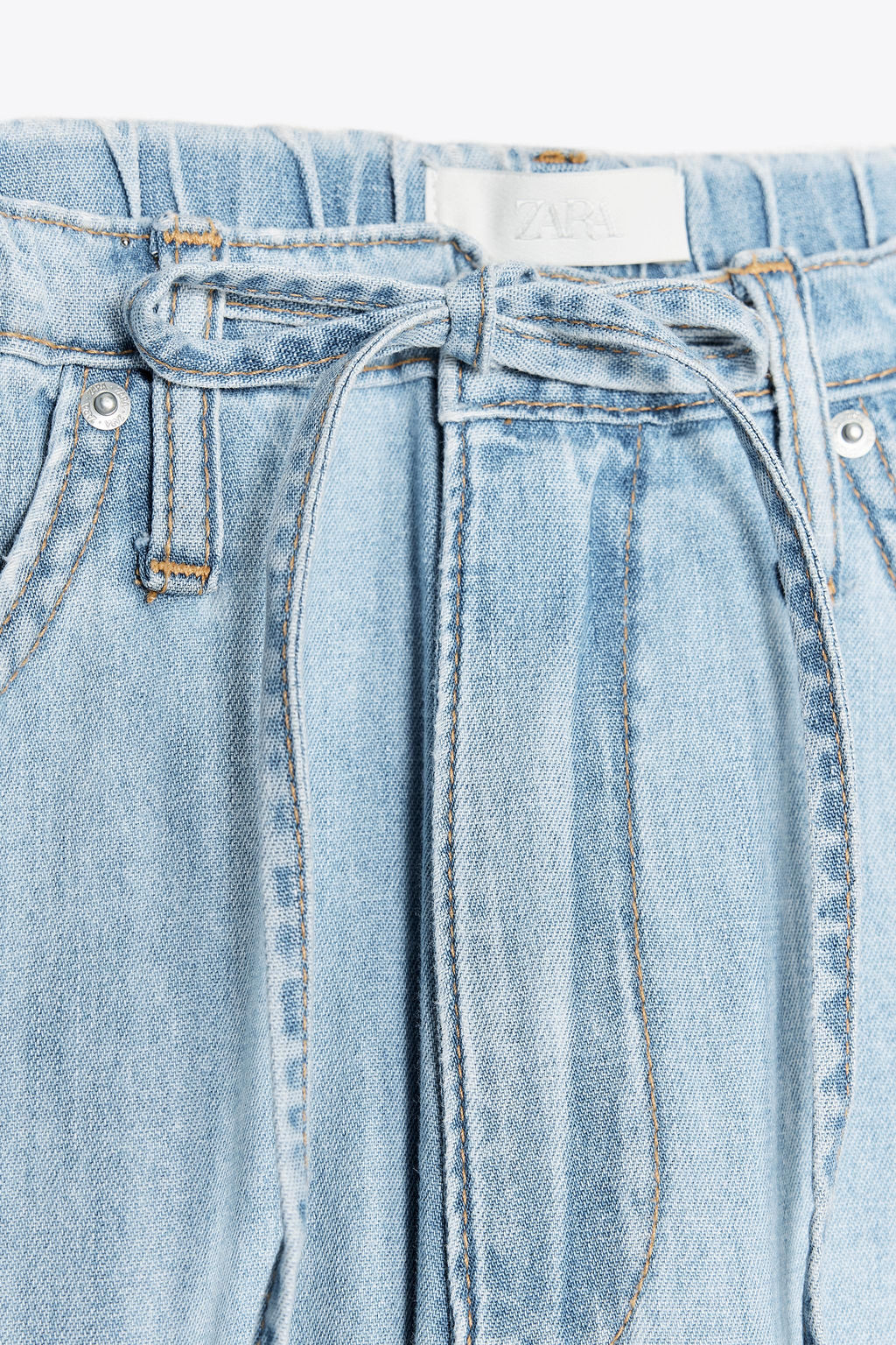 DRAWSTRING LOOSE-FITTING DENIM TROUSERS - Zara фото 23
