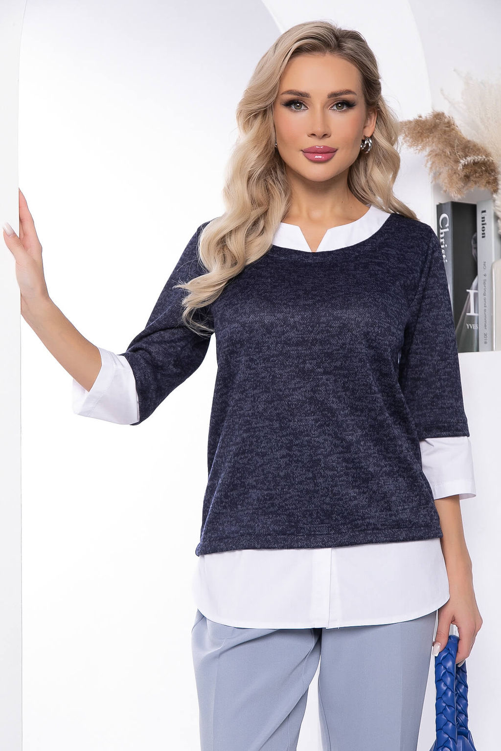 Джемпер Нежный акцент (темно-синий) Б7803 - Lt collection фото 6