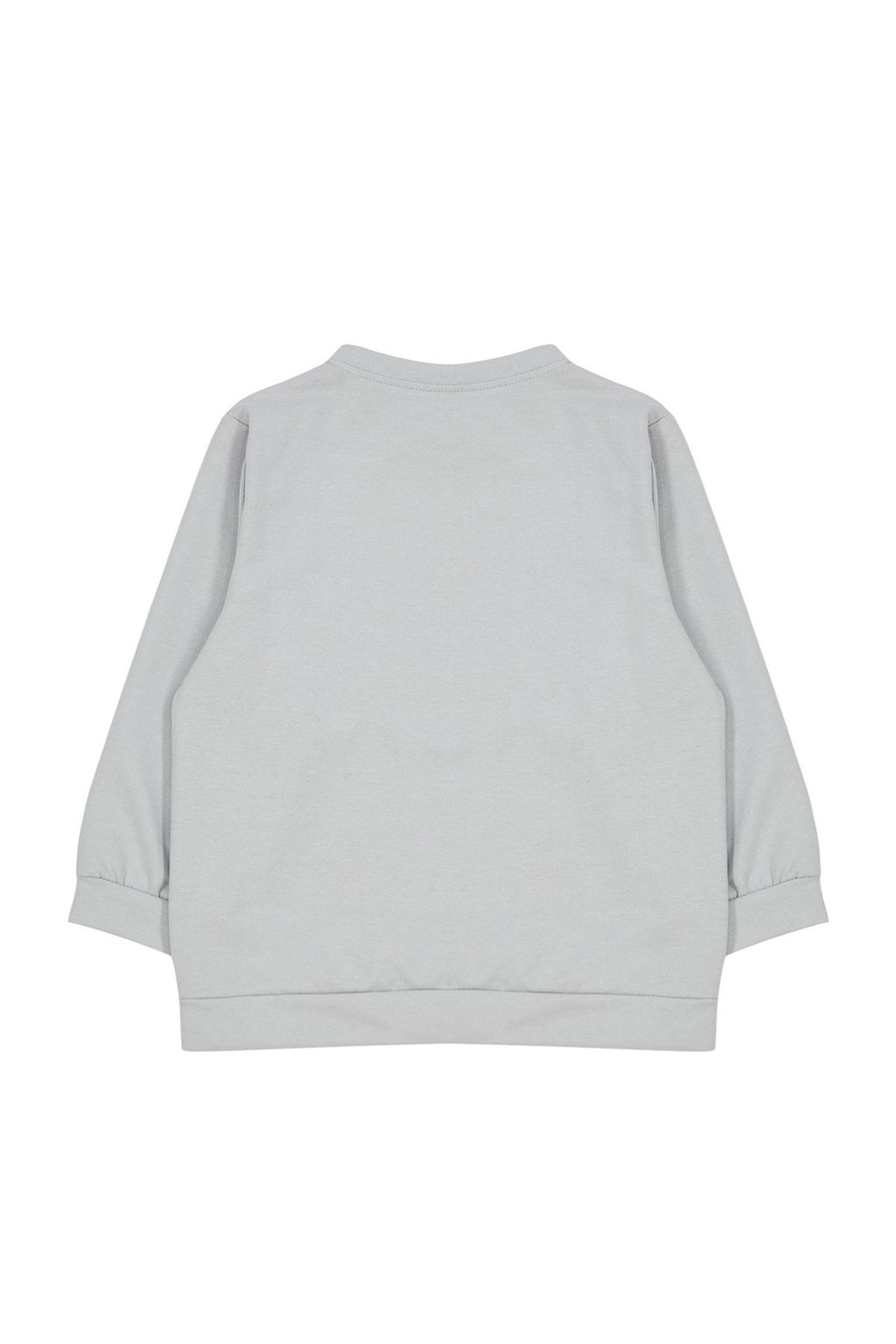 Gri Erkek Cocuk Mevsimlik-Ince Uzay Desenli Bisiklet Yaka Orme Sweatshirt TKDAW25SW00005