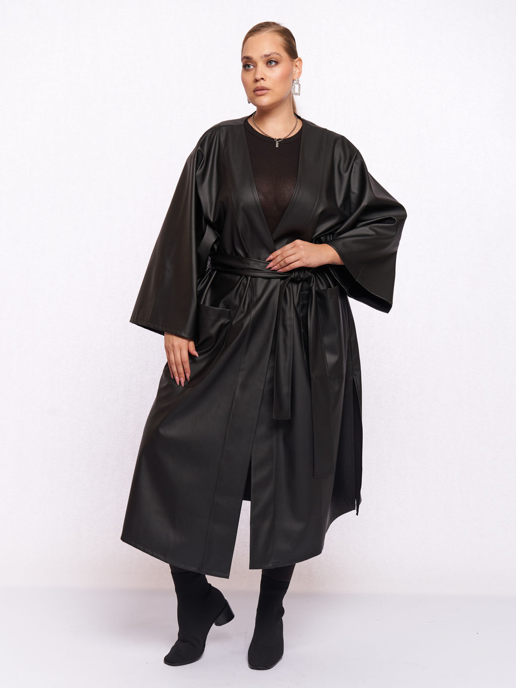 Кардиган кожаный KA05109BLK01