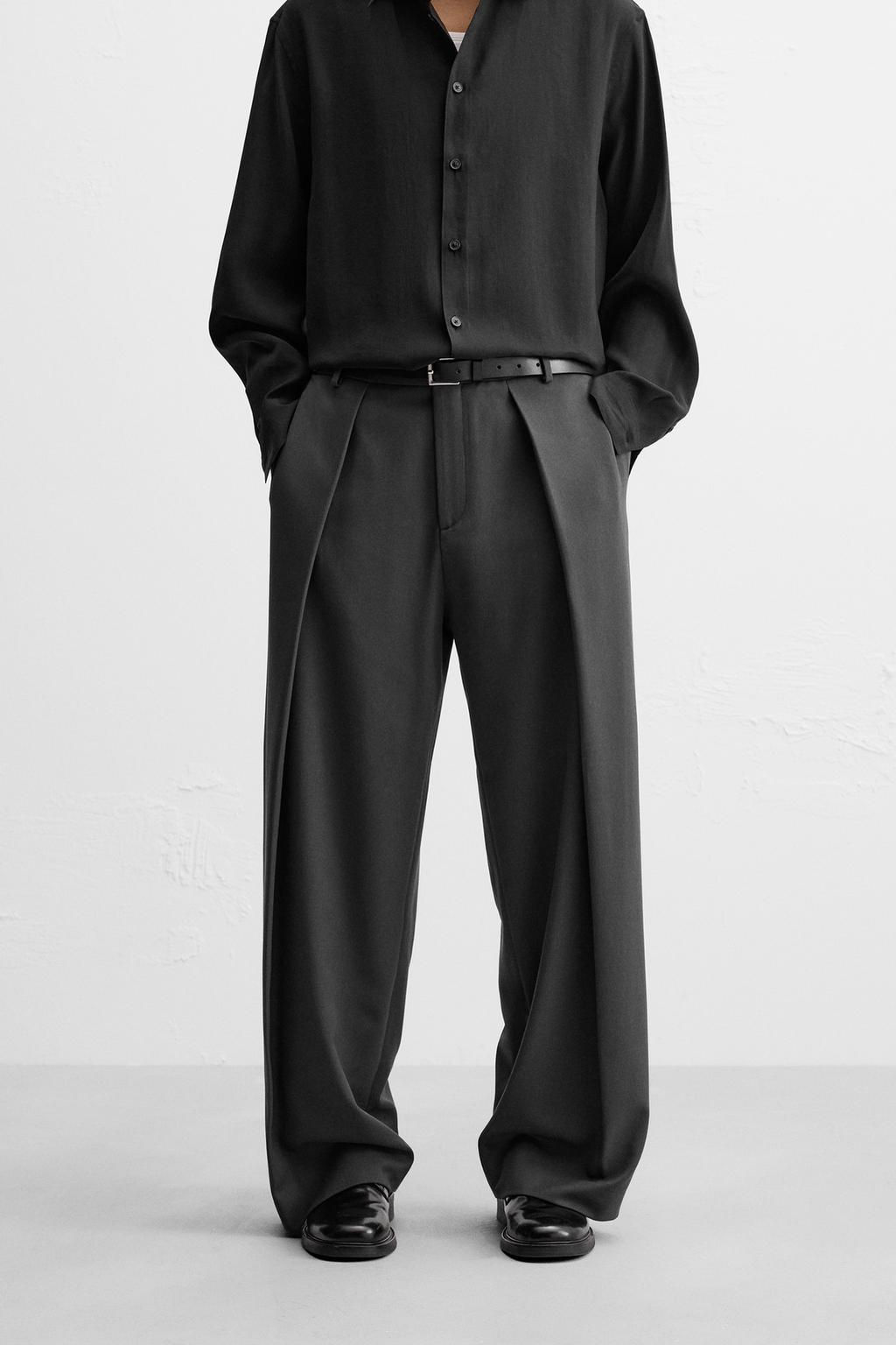 WIDE-FIT PLEATED TROUSERS - Zara фото 12