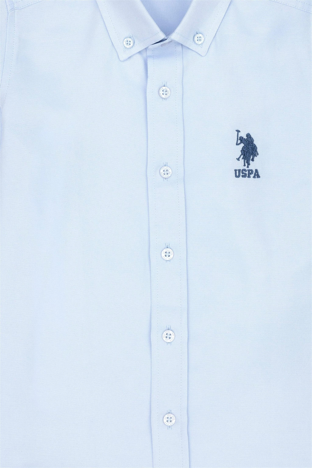 Голубая базовая рубашка с длинным рукавом для мальчика - U.s. polo assn фото 6