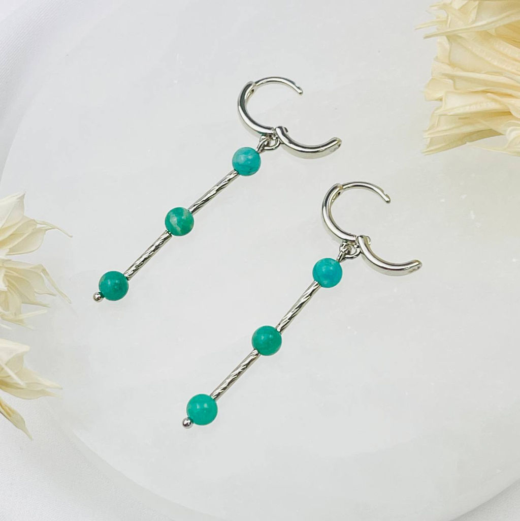 Серьги длинные из Амазонита