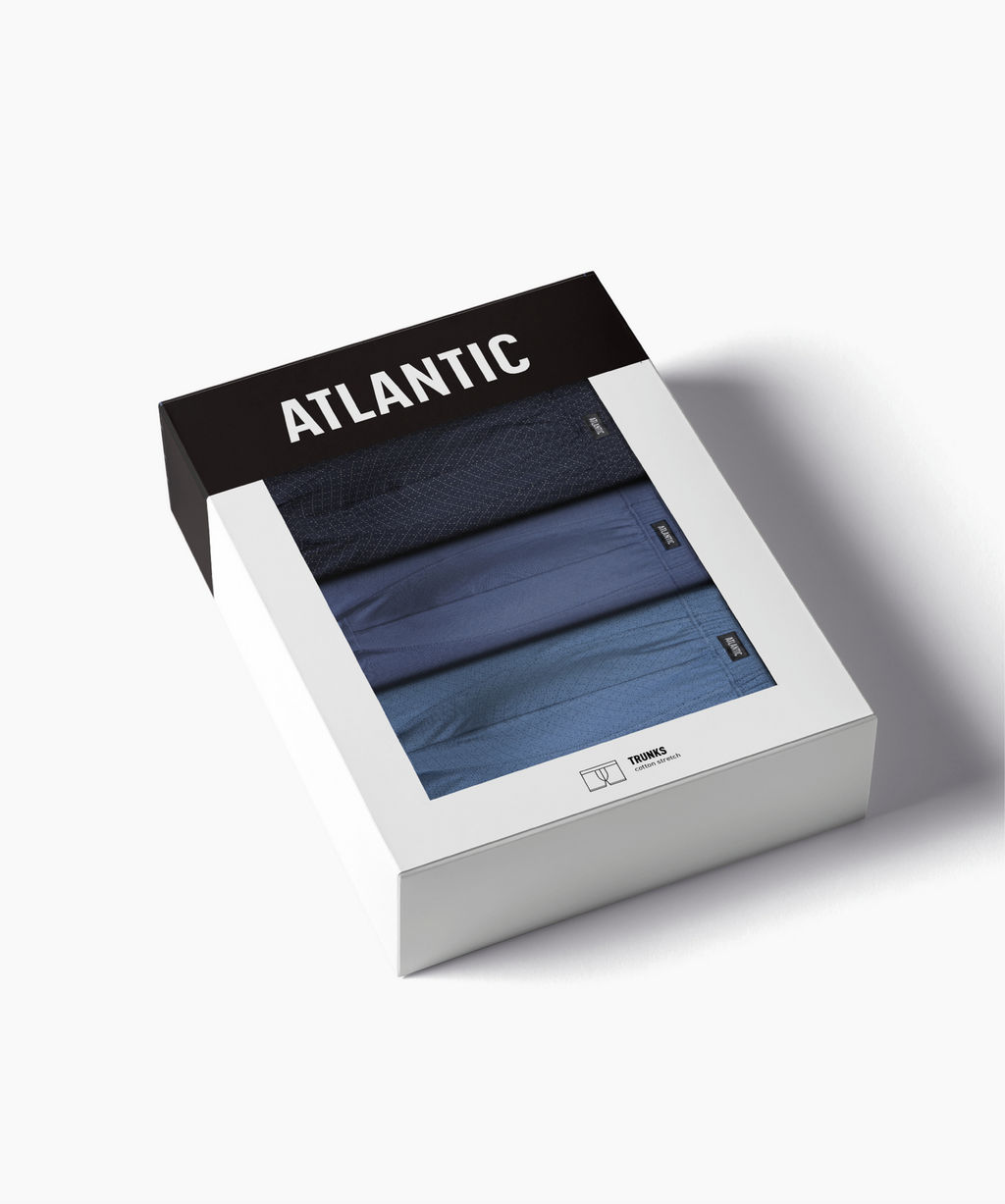 ATLANTIC 3MH-212 Трусы шорты Small Check - набор 3 шт. темно-синий + голубой + деним  фото 7