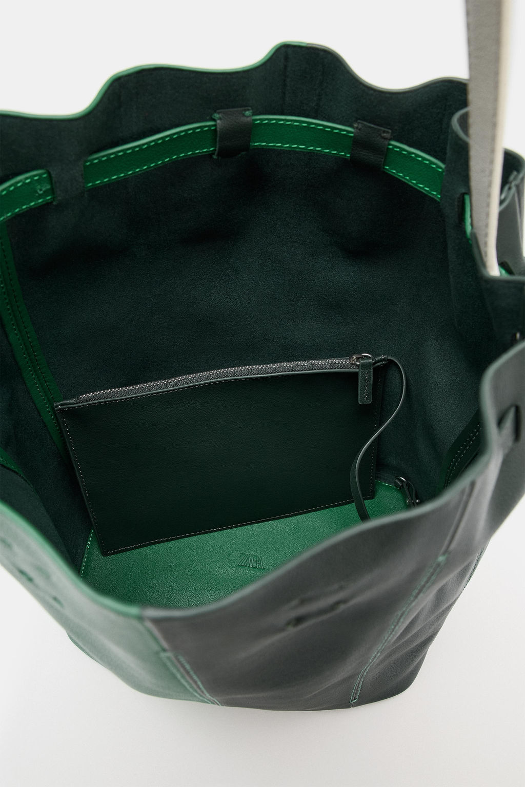MAXI BOLSO PIEL COMBINADO / Verde - Zara фото 6