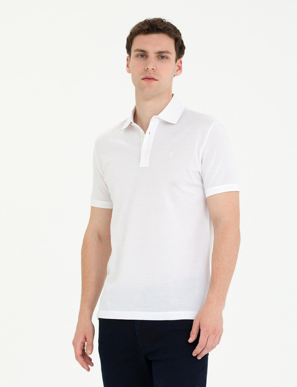 Beyaz Slim Fit Merserize Ti__rt - Pierre cardin фото 3