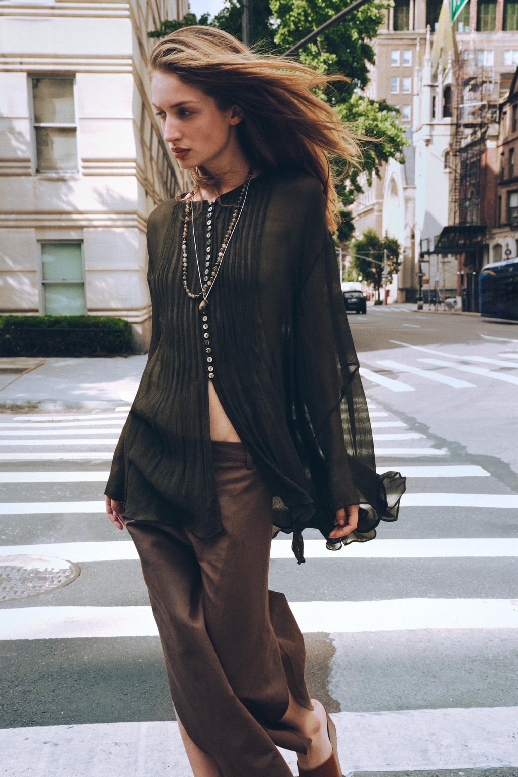 ZW COLLECTION WIDE-LEG TROUSERS WITH VENTS