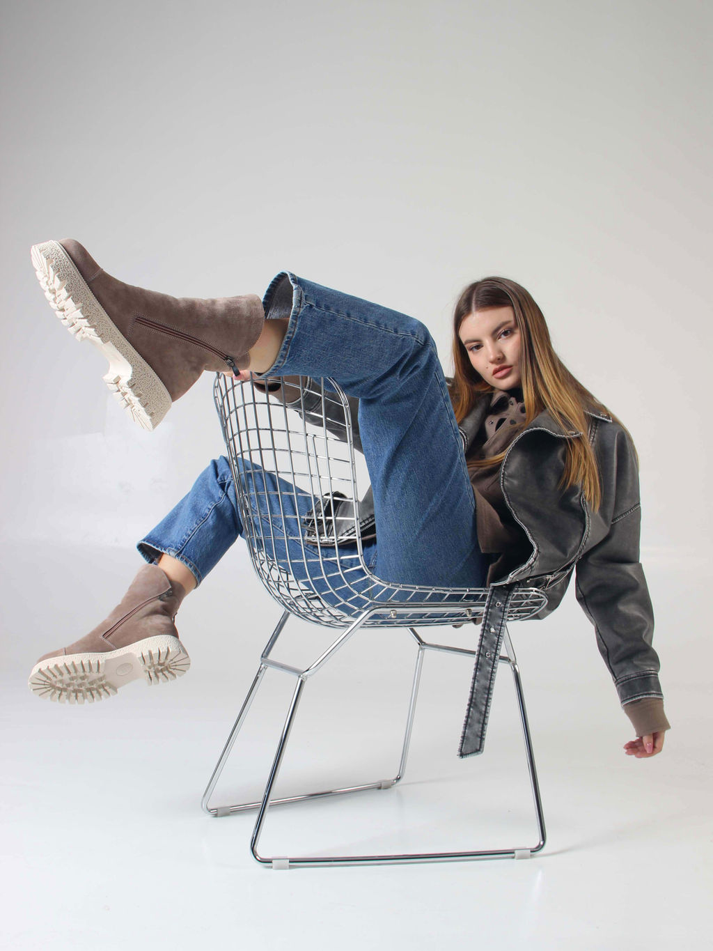 Ботинки 233.1541be. Капучино замша/Мех