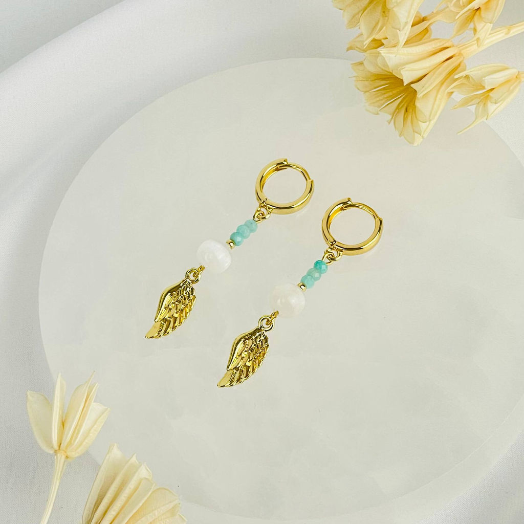 Серьги из Амазонита и Селенита