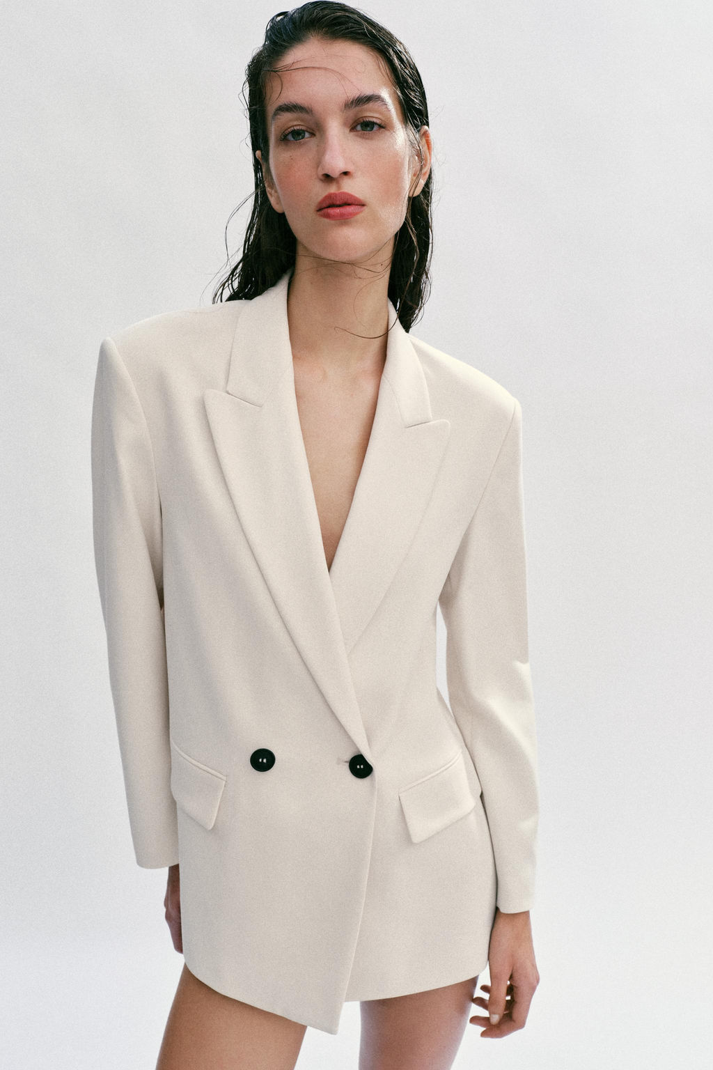 BLAZER CRUZADA OVERSIZE / Blanco roto - Zara фото 9