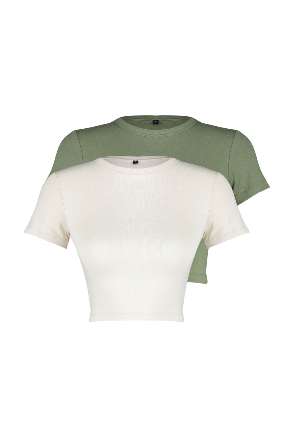 Premium Haki-Ac?k Tas 2li Paket Crop Viskoz/Yumusak Kumas Esnek Orme Bluz TWOSS23BZ00108