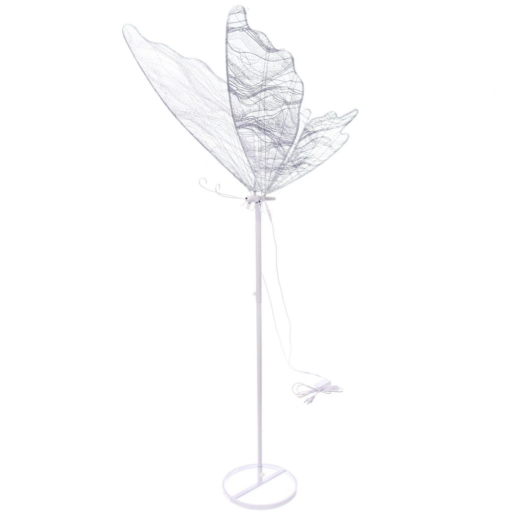 Фигура светодиодная "Волшебная Бабочка" на стойке h-2,08м, длина крыла 100 см, без движения,220v,Белый