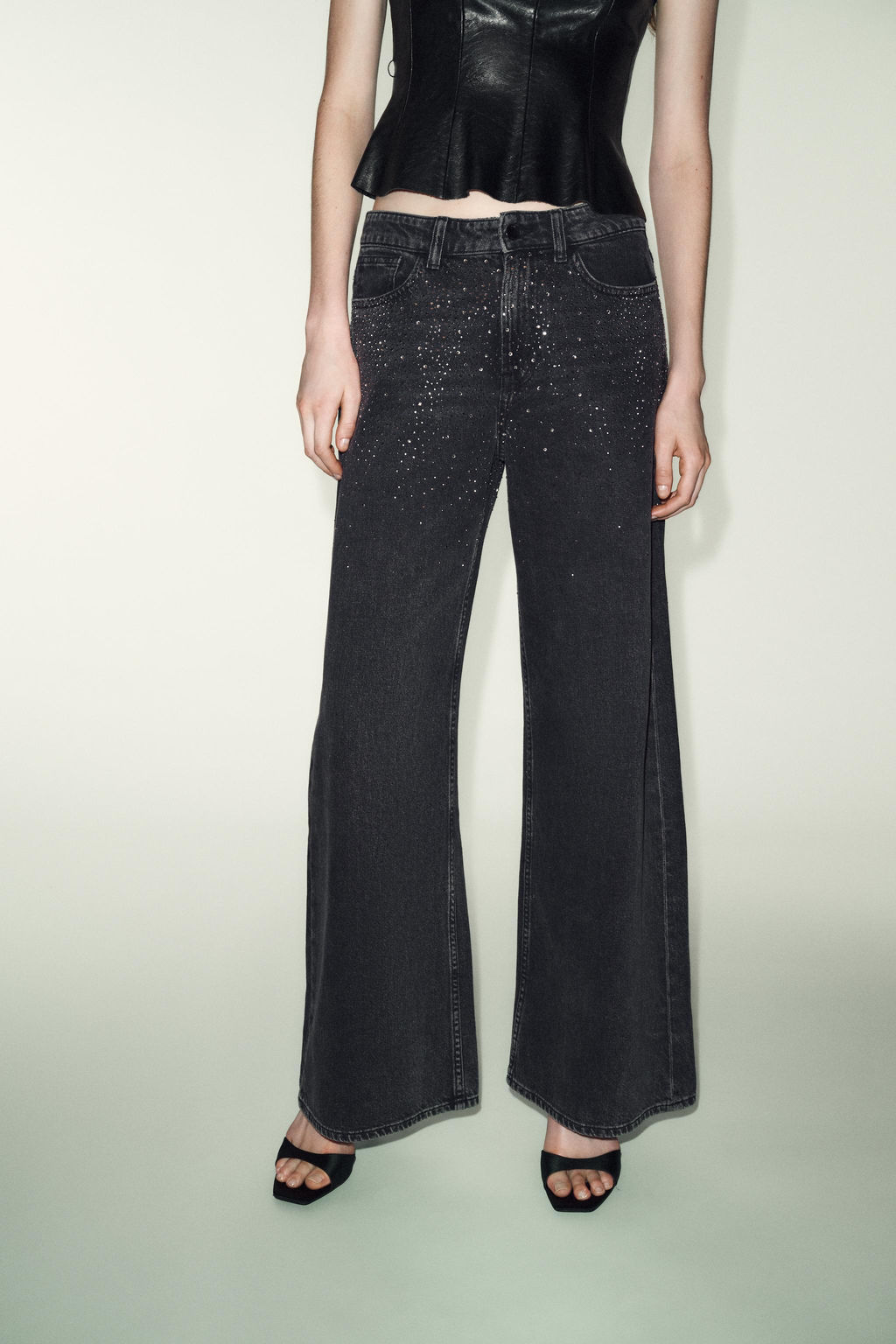 Z1975 LOOSE WIDE-LEG JEANS WITH SHINY BEADS - Zara фото 2