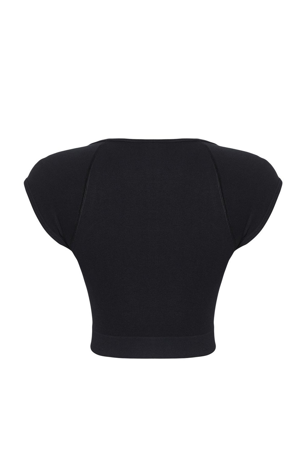 Siyah Seamless/Dikissiz Kare Yaka Crop Orme Spor Ust/Bluz THMSS25BZ00000