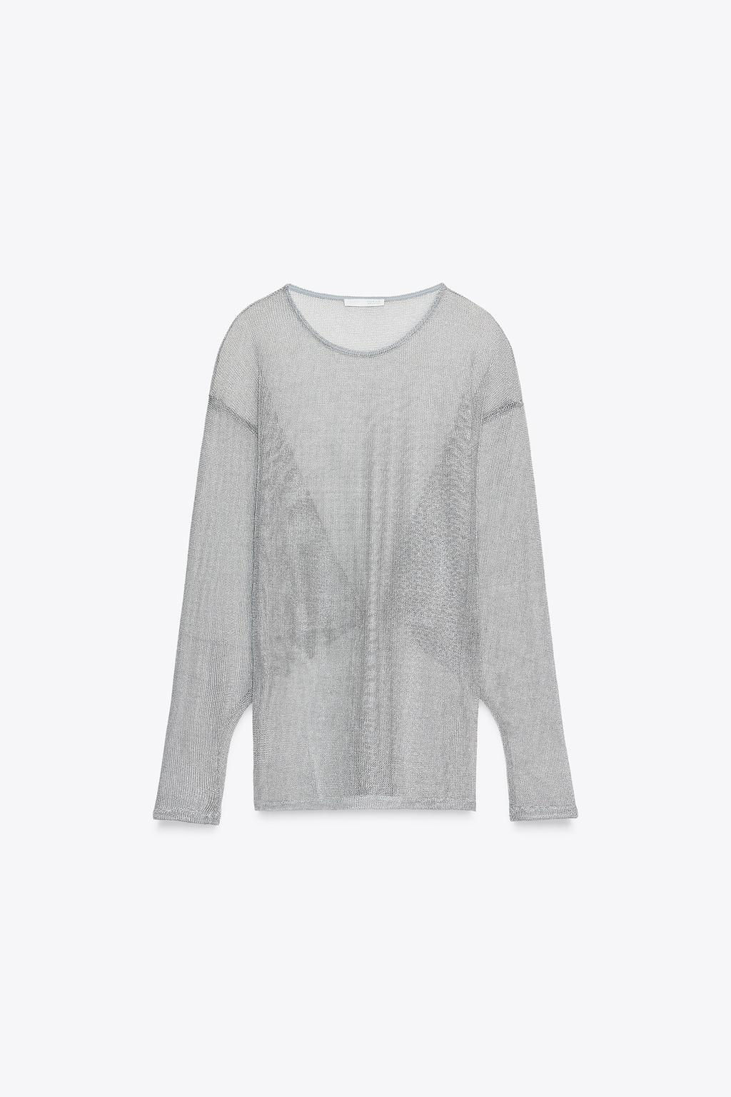 METALLIC THREAD BATWING SLEEVE TOP - Zara фото 4