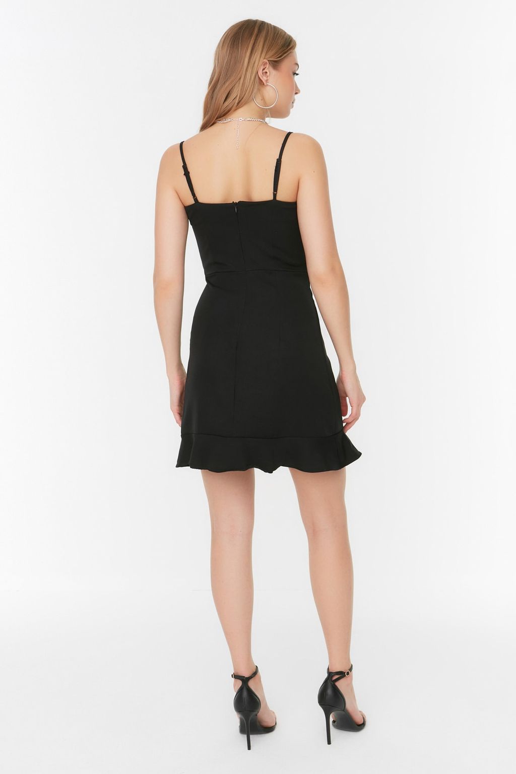 Siyah A Kesim Super Mini Volanl? Dokuma Elbise TWOSS21EL2881 - Trendyolmilla фото 5