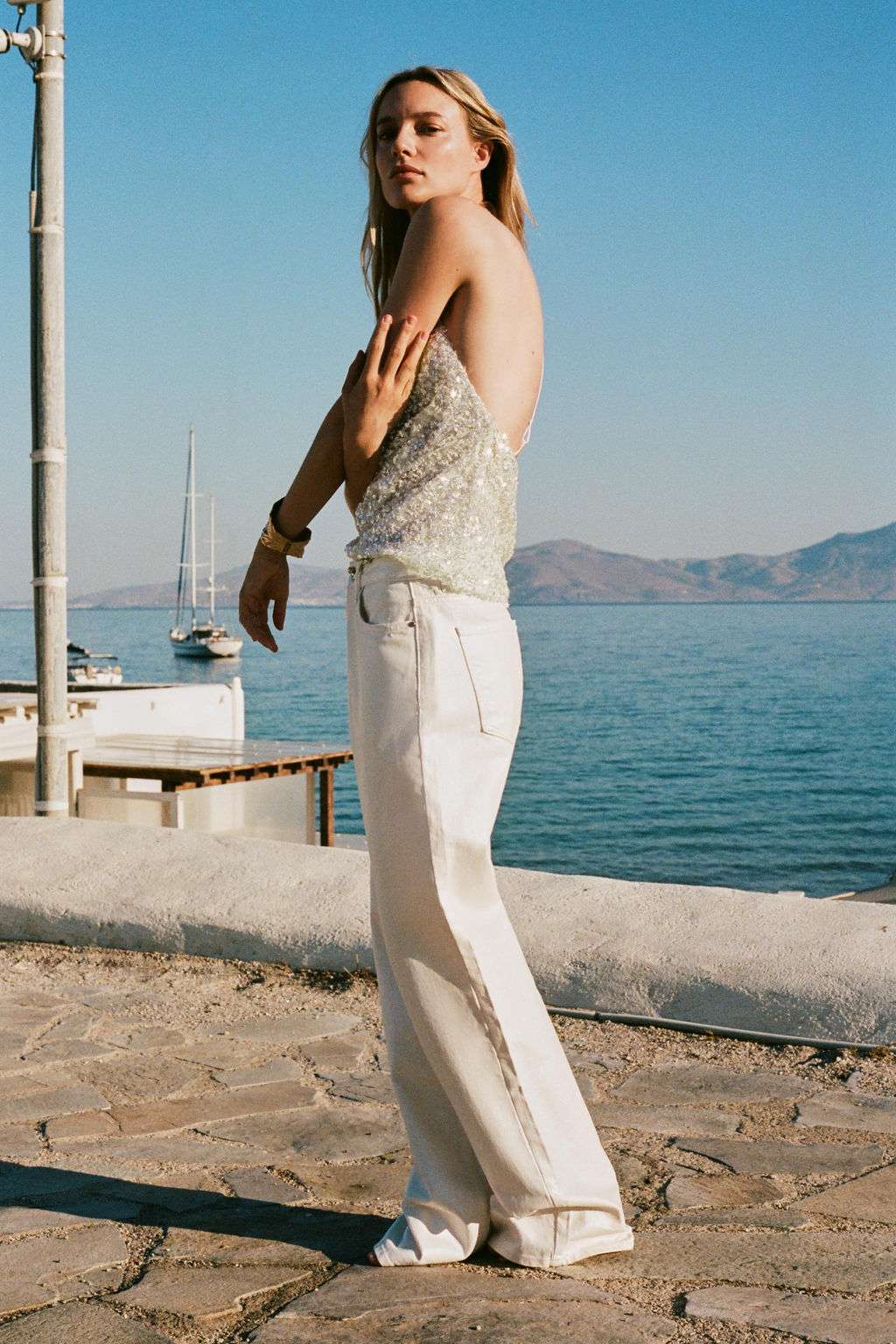 SEQUINNED HALTER TOP