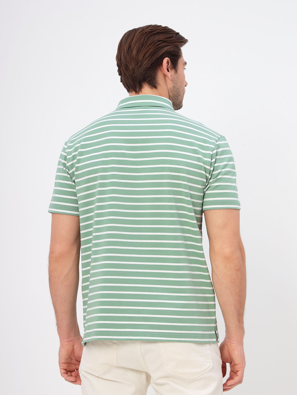 Джемпер мужской с воротником поло короткий рукав GREG G144-KD4-UT22 (зеленая полоска) фото 4
