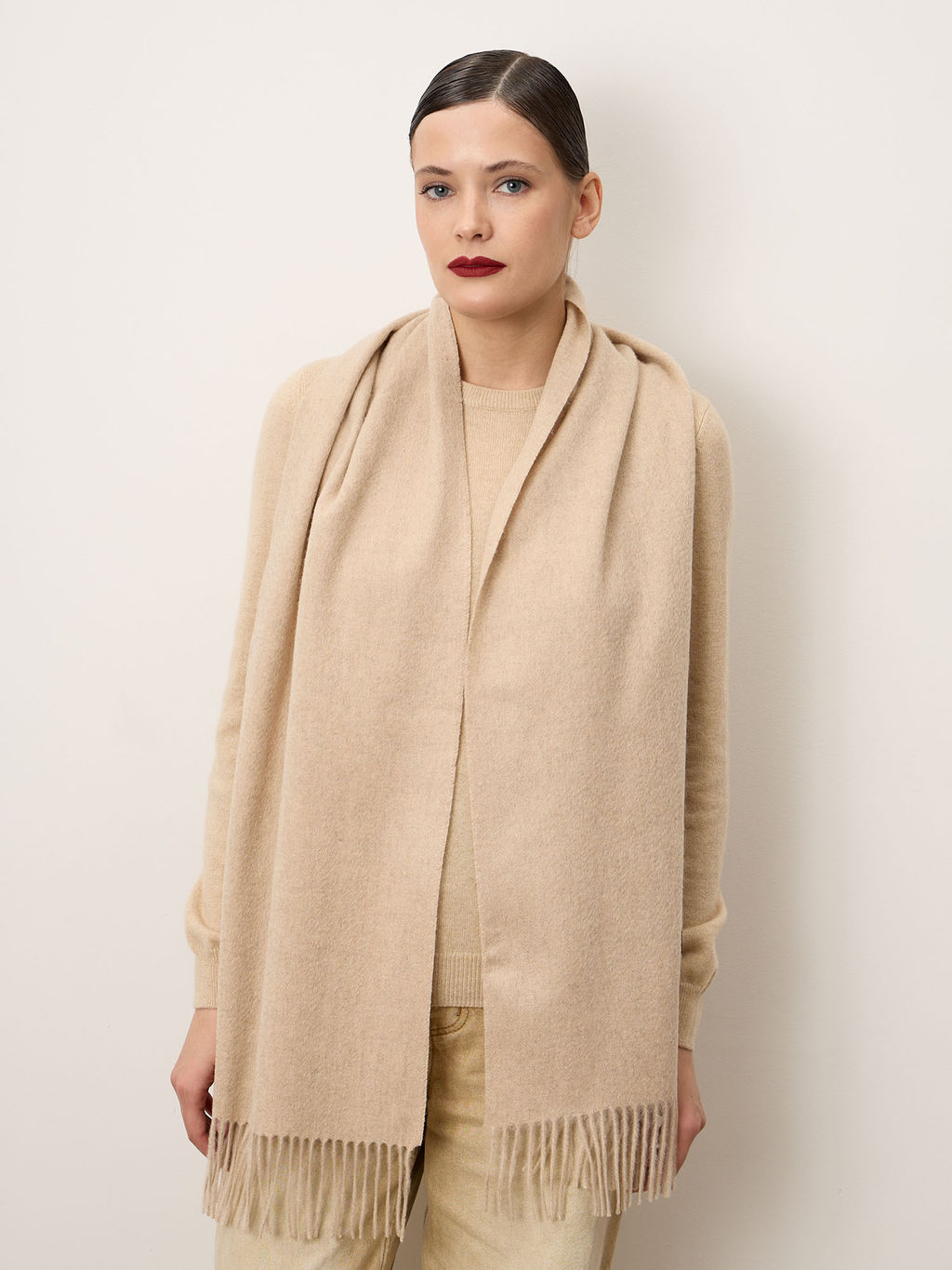 Шарф из кашемира 12219n бежевый