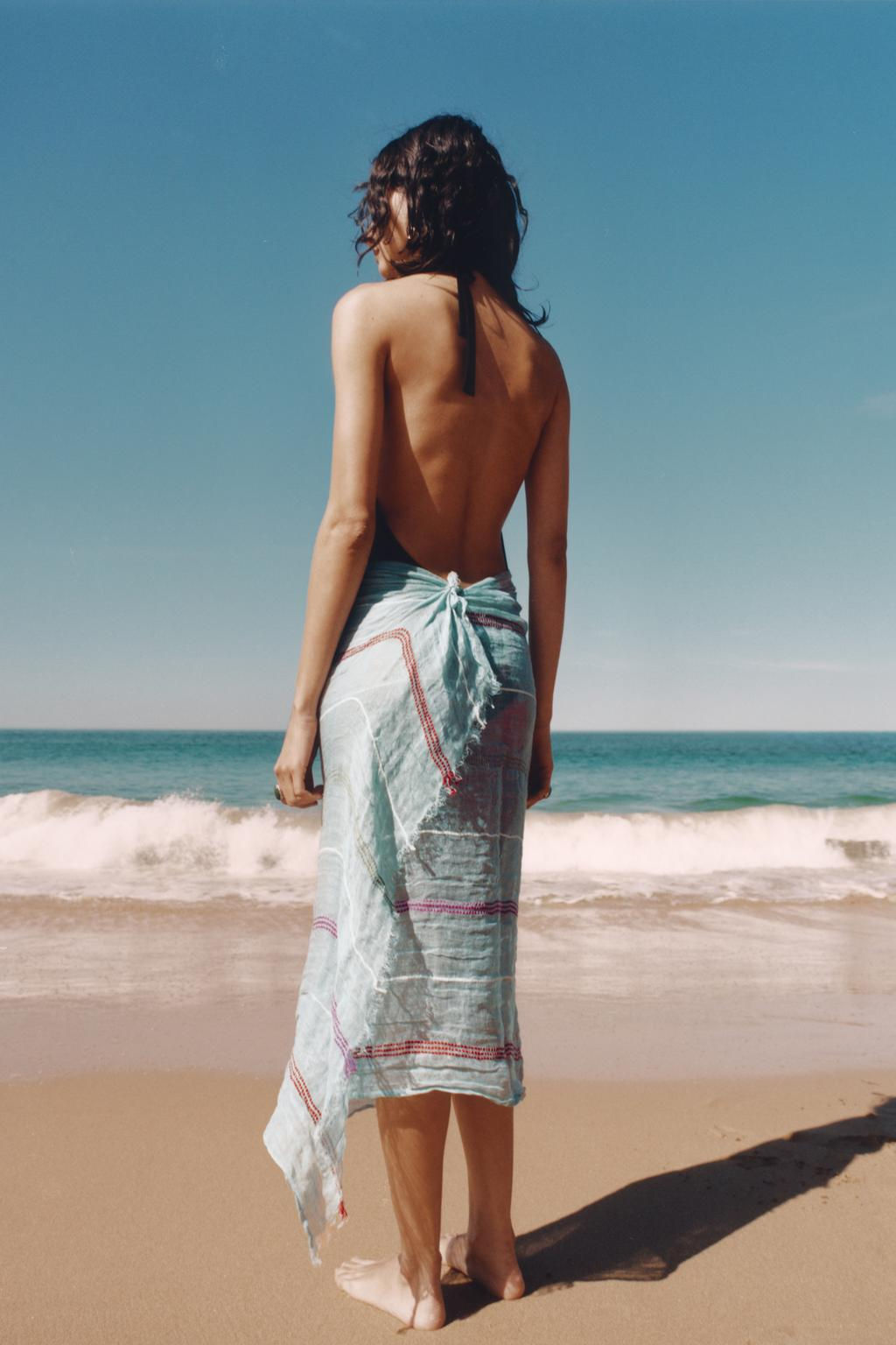 STRIPED LINEN BLEND SCARF - Zara фото 3