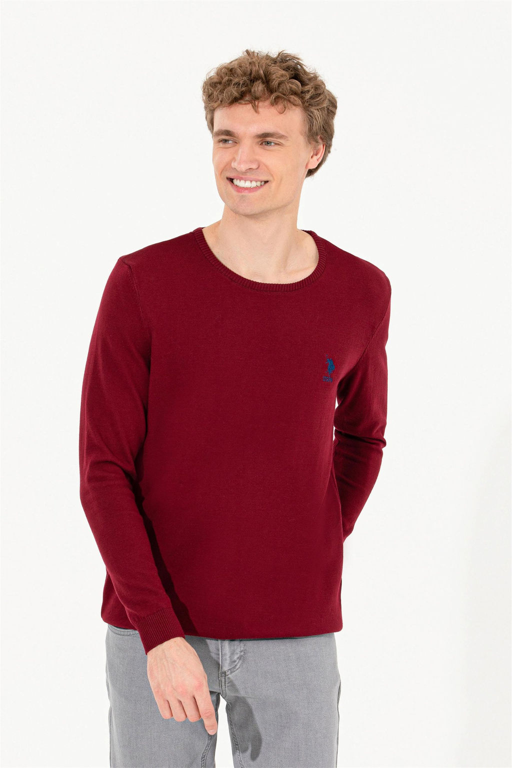 U. S. Polo Assn Мужской бордово-красный базовый свитер - U.s. polo assn фото 9