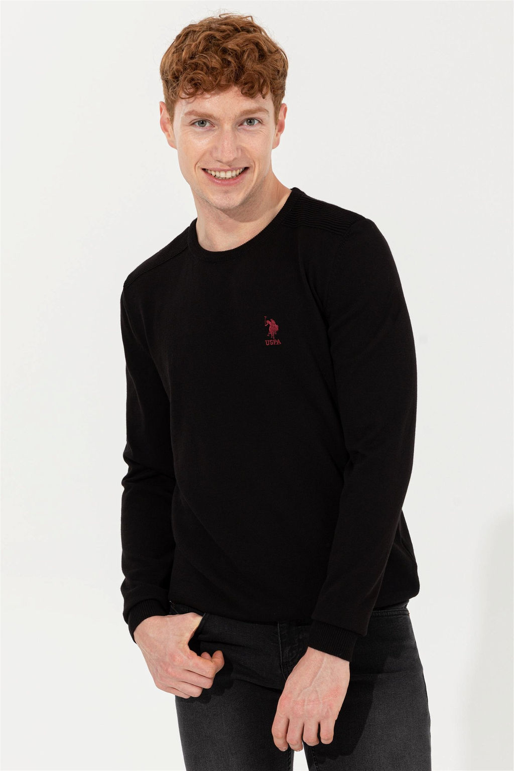 U. S. Polo Assn / Мужской черный трикотажный свитер Basic - U.s. polo assn фото 9