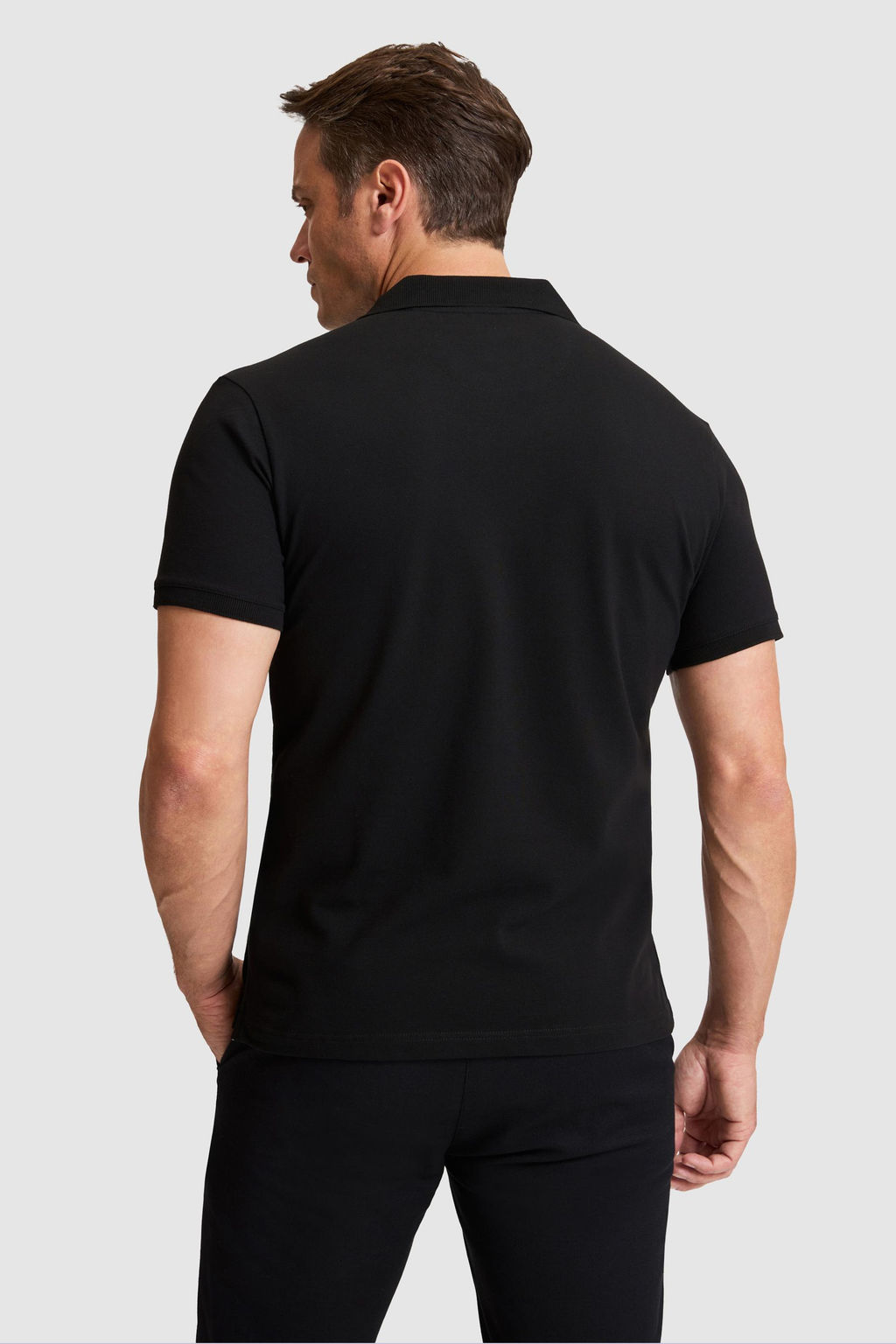 Erkek Siyah Slim Fit Polo Yaka Basic Ti__rt