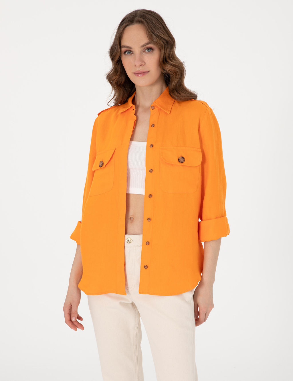 Turuncu Comfort Fit Uzun Kollu G_mlek