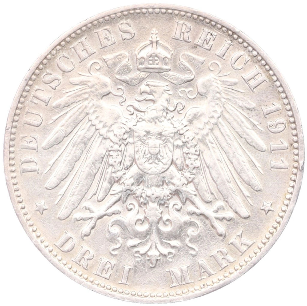 3 марки 1911 года E Германия (Cаксония)