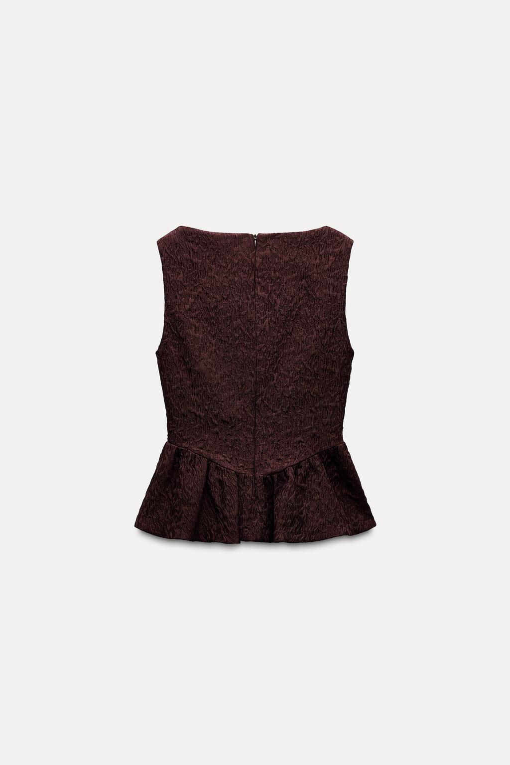 FRILLED JACQUARD TOP - Zara фото 6