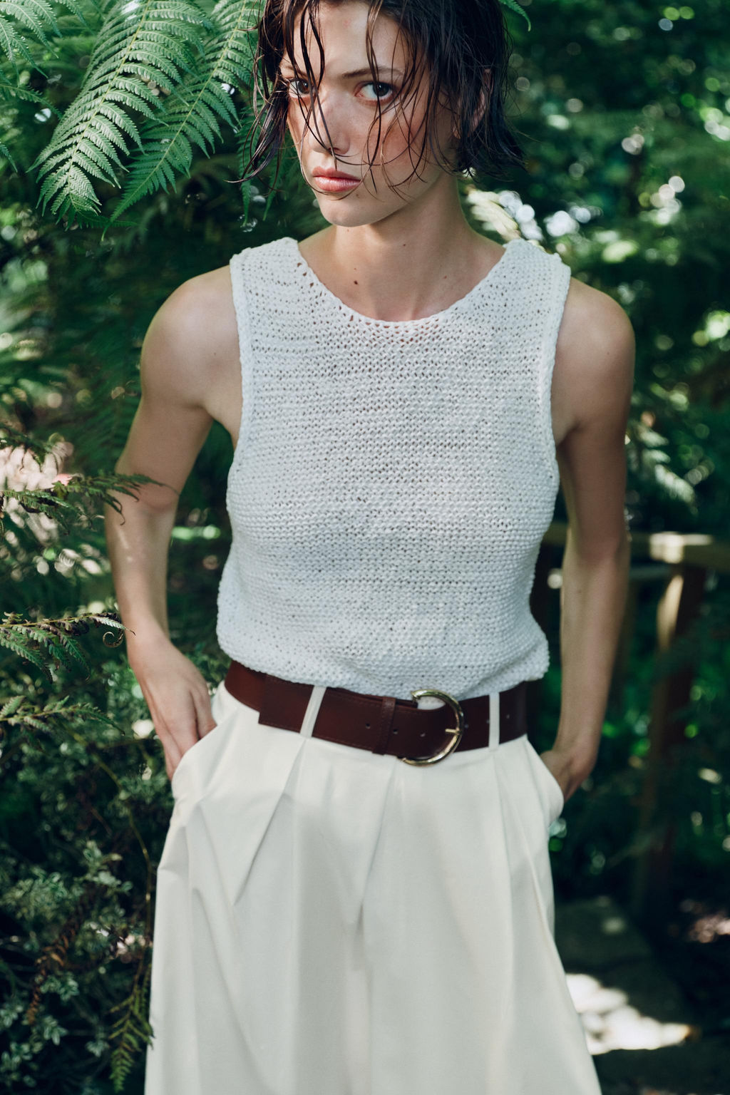 PANTAL?N CULOTTE CINTUR?N / Blanco - Zara фото 5
