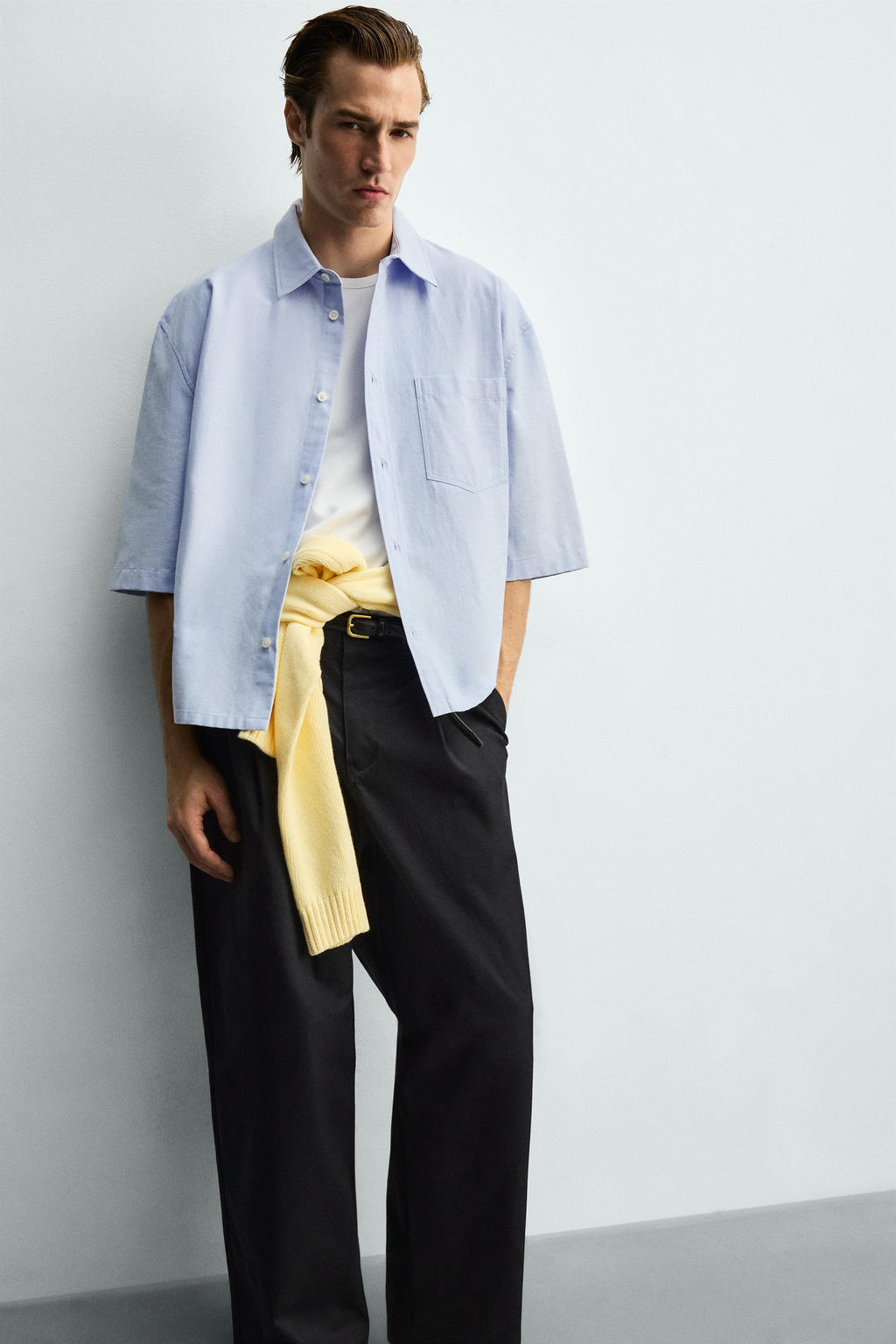 CAMISA BOXY FIT BOLSILLO / Celeste - Zara фото 6