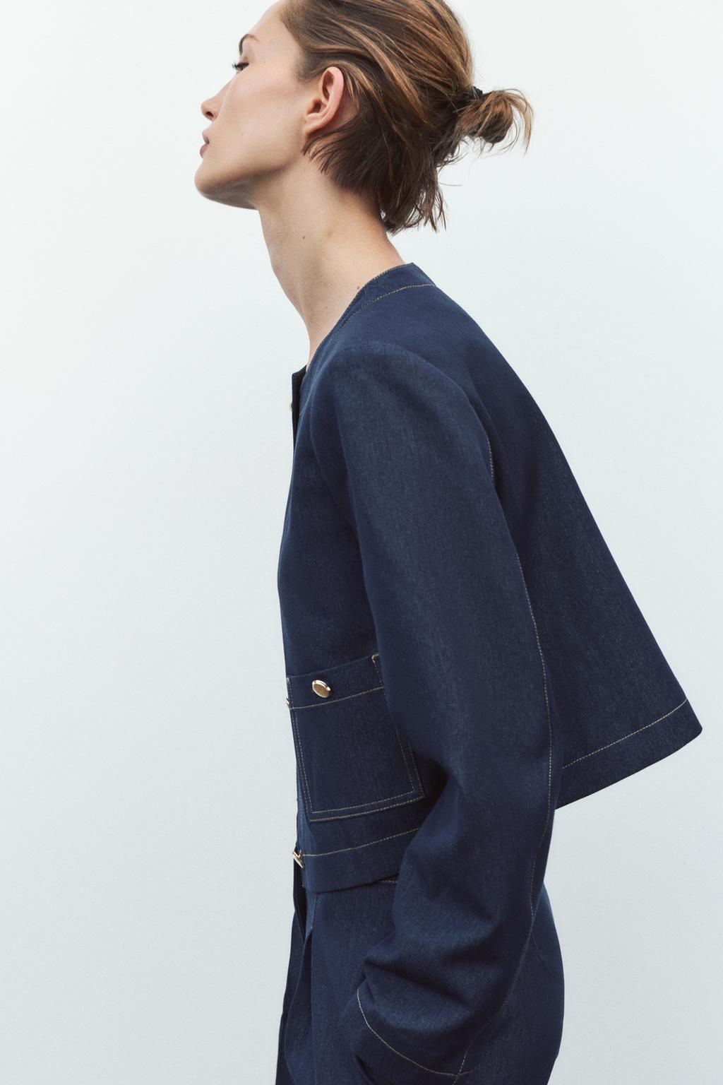 SHORT JACKET WITH CONTRAST TOPSTITCHING - Zara фото 3