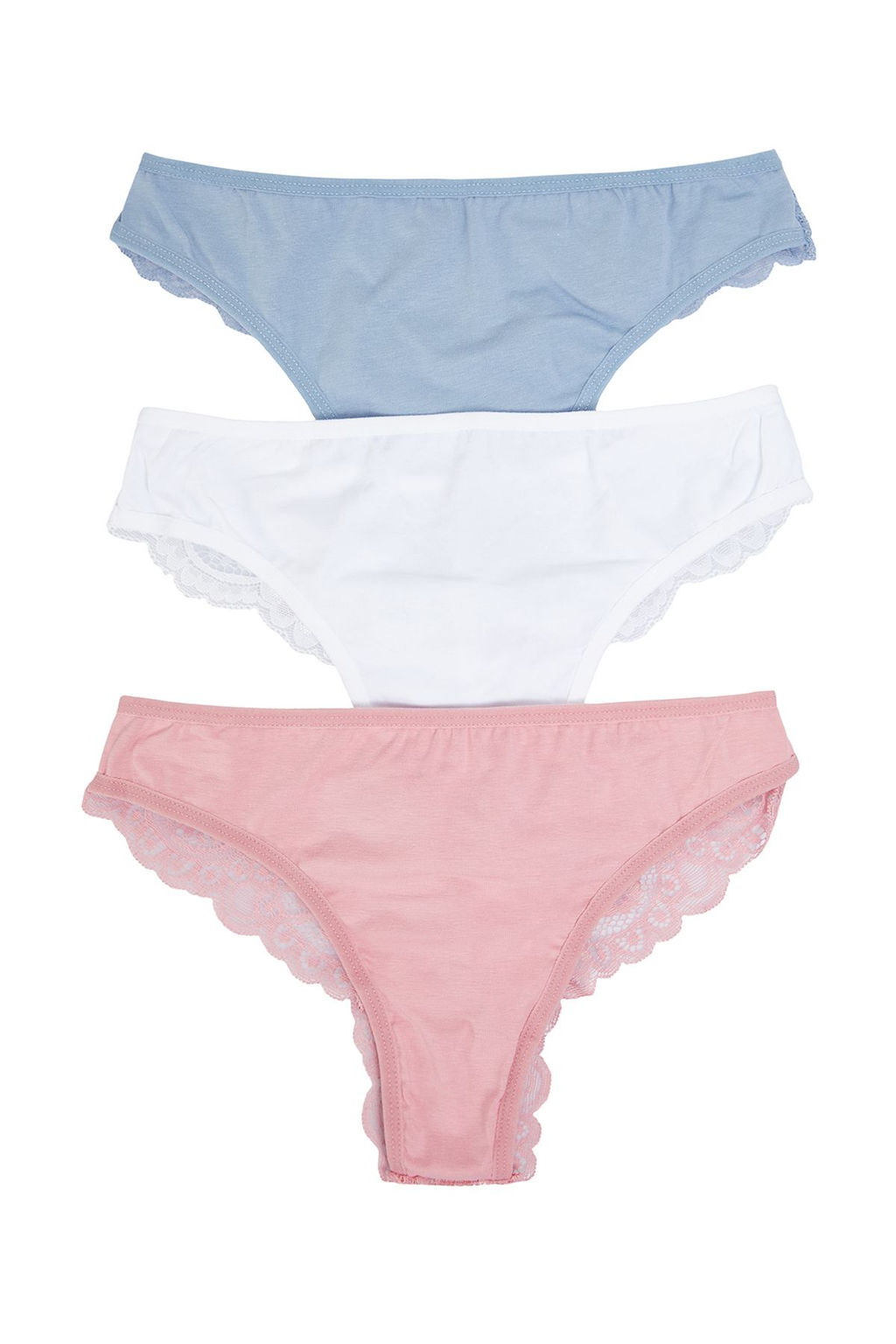 TRENDYOLMILLA Siyah-K?rm?z?-Ten 3lu Paket Pamuklu Dantel Detayl? Tanga Orme Kulot THMAW21KU0012 фото 30