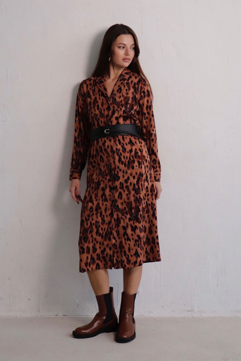 Платье-рубашка с английским воротником принт - Martichelli фото 256