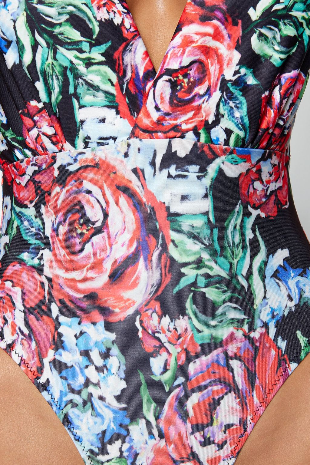 Cicek Desenli Derin Dekolteli S?rt Dekolteli High Leg Mayo TBESS23MA00316