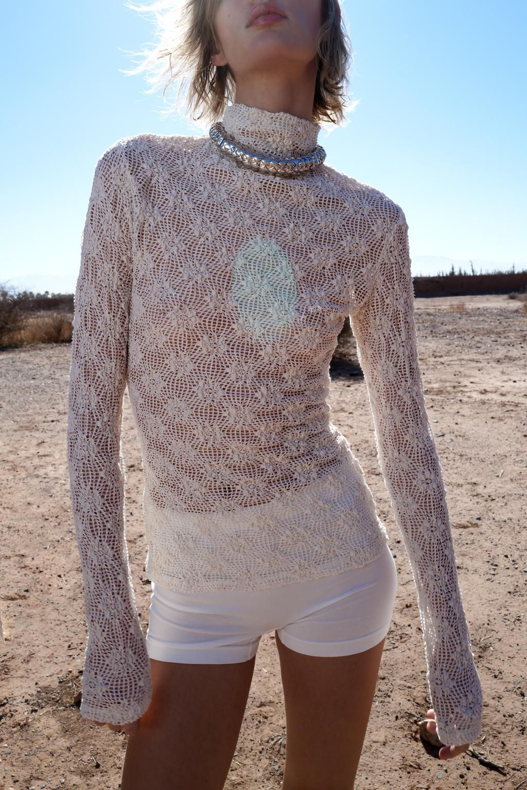 HIGH NECK LACE TOP - Zara фото 11