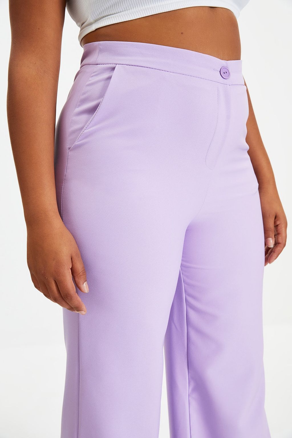 TRENDYOLMILLA Lila Wide Leg/Genis Paca Dokuma Kumas Pantolon TWOSS19ST0179  фото 17