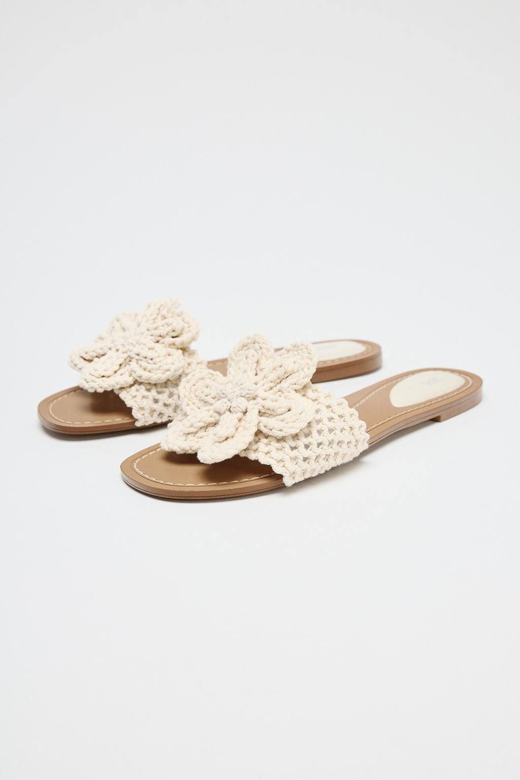 CROCHET BOW FLAT SANDALS - Zara фото 3