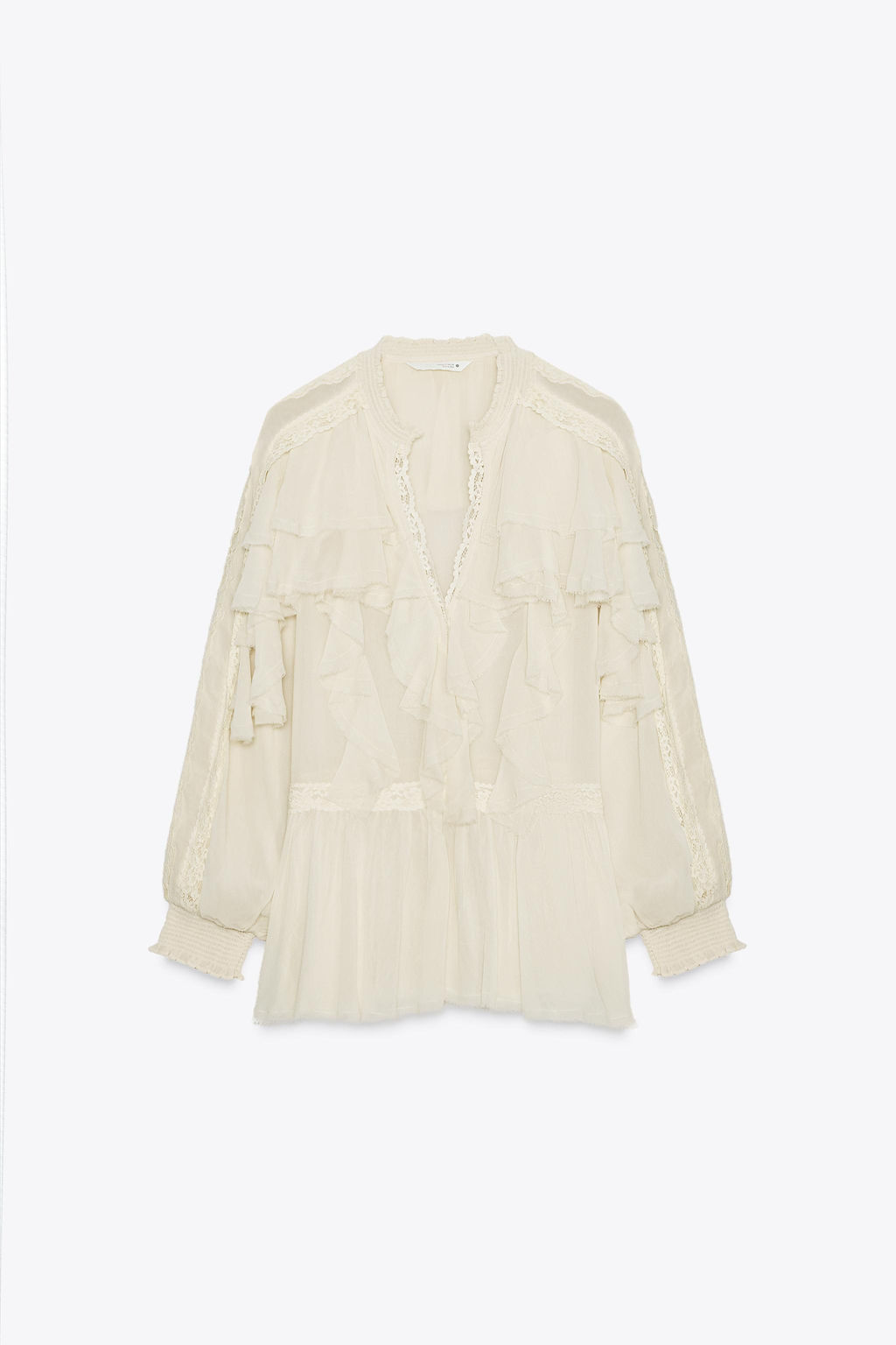 ZW COLLECTION LACE RUFFLE BLOUSE - Zara фото 16