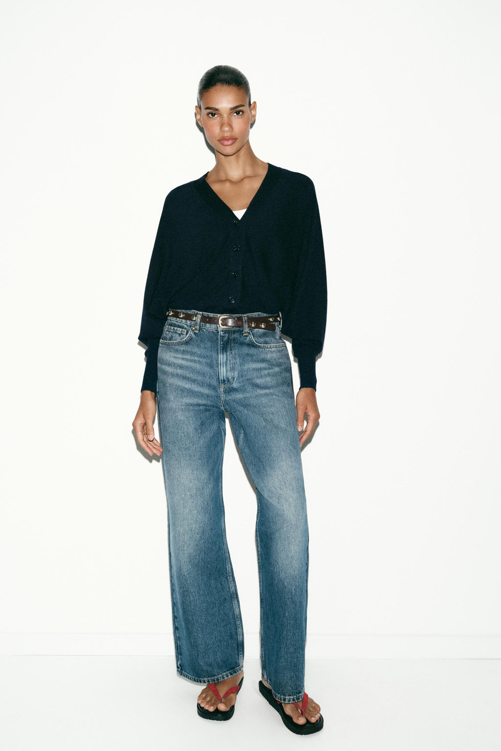 JEANS Z1975 STRAIGHT TAPERED TIRO ALTO CINTUR?N / Azul claro - Zara фото 12