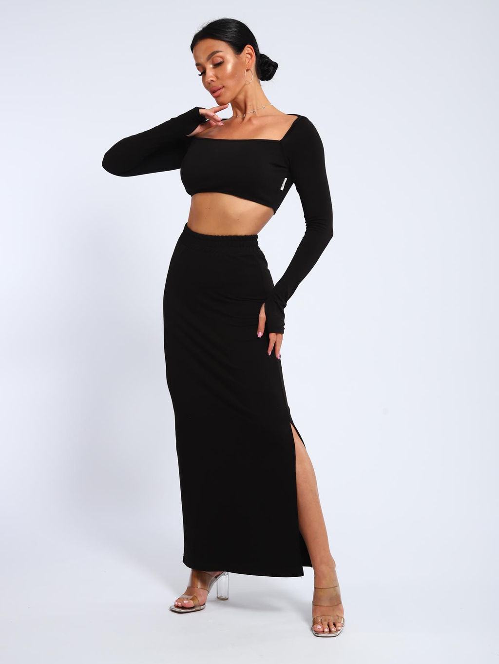 Юбка, футер (01056, черный макси) - Плиона фото 3