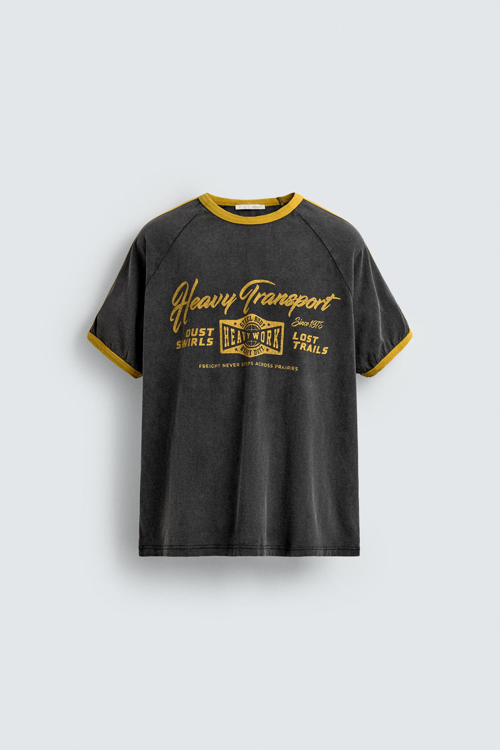 CONTRAST TEXT RIB T-SHIRT - Zara фото 7