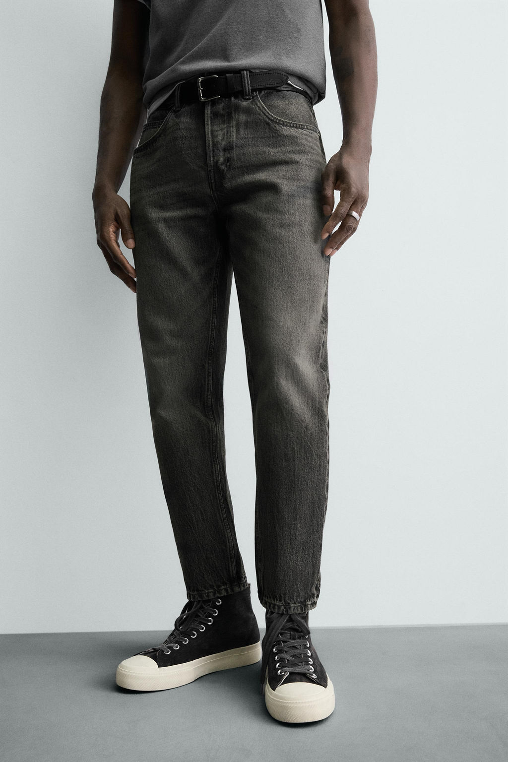 JEANS SLIM CROPPED FIT / Gris - Zara фото 6