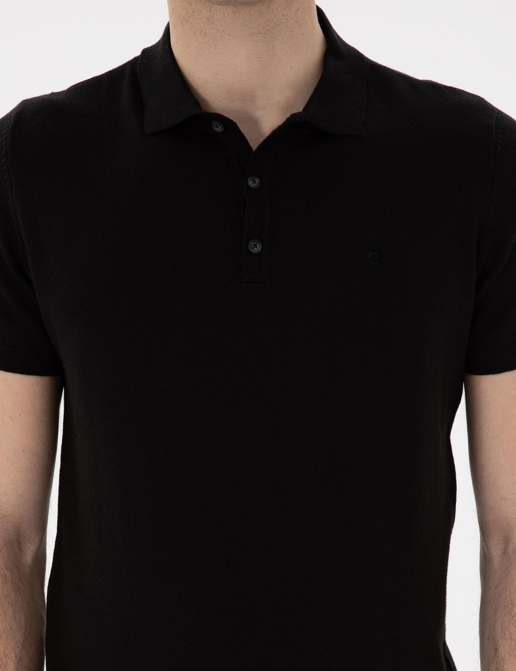 Siyah Slim Fit D__meli Polo Yaka Triko Ti__rt