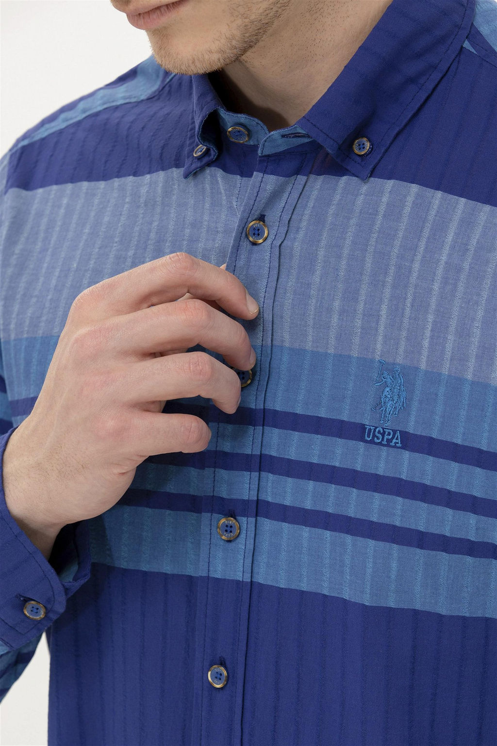 Мужская синяя рубашка с длинным рукавом - U.s. polo assn фото 7